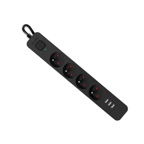 Produžni kabel Defender SFS 135, zaštita od prenapona, 5m, 4 utičnice, USB, crni-0