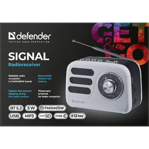 Radioprijemnik Defender Signal, prijenosni bežični, FM/AM/SW, BT, RMS 5W-4