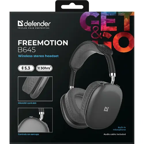 Slušalice Defender FreeMotion B645, bežične s mikrofonom, crne-4