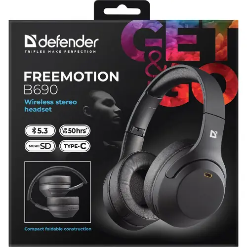 Slušalice Defender FreeMotion B690, bežične s mikrofonom, crne-4