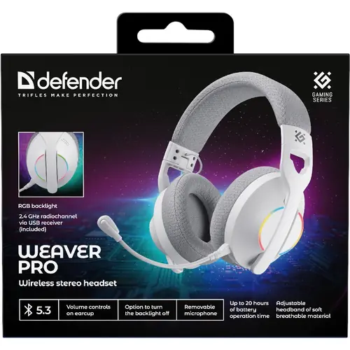 Slušalice Defender Weaver Pro, bežične s mikrofonom, bijele-6