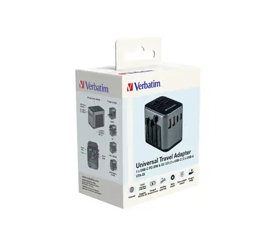 Adapter Verbatim UTA-03 #49545 univerzalni putni USB-C PD & QC, 2 USB-C, 2 USB-A ports-2