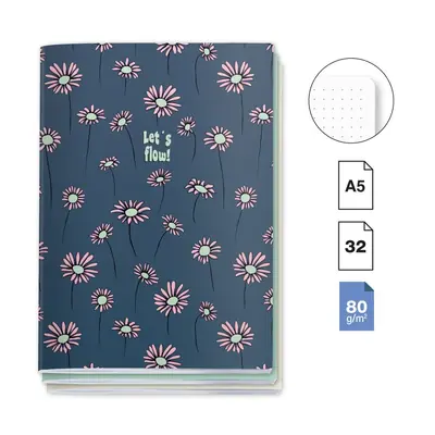 Bilježnica Miquelrius A5 kolekcija happy daisies točkice 32L 80g 3/1 MR8189 MIQ_RAS-1