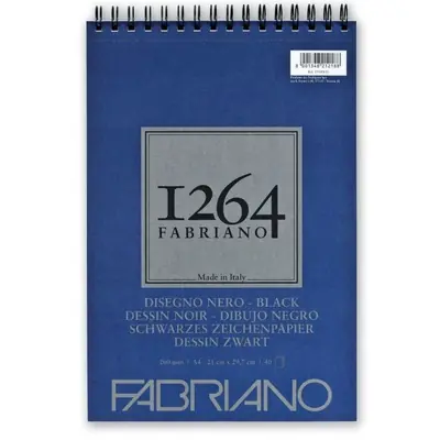 Blok Fabriano 1264 black drawing 21x29,7 (A4) 200g 40L spiralni top side 19100652