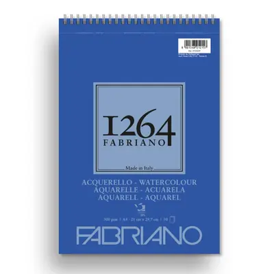 Block Fabriano 1264 watercolour 21x29.7 (A4) 300g 30sh spiral top side 19100649