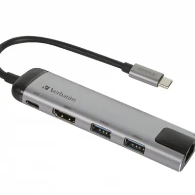 Hub Verbatim #49141 USB-C multport hub USB 3.1 Gen1 USB 3.0x2/HDMI/RJ-45-1
