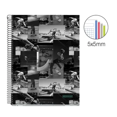 Notebook Miquelrius A4 70g 140sh spiral cube Extra rigid cardboard lifestyle skate park MR4195-1