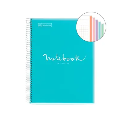 Notebook Miquelrius A4 90g 120sh spiral cube Polypropylene emotions sky blue MR46070-1