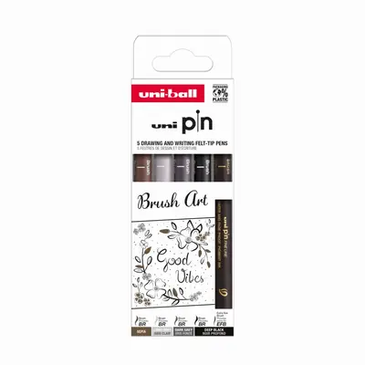 Marker Uni pin set Brush art crni EFB/BR, svijetlo sivi BR, tamno sivi BR, sepia BR 5/1