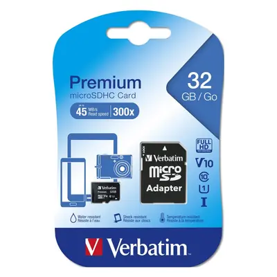 Memory card Verbatim #44083 micro SDHC 32GB class10 + 1 Adapter