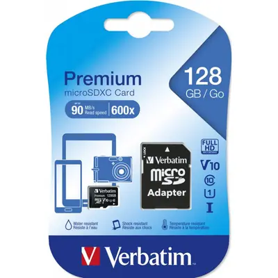 Verbatim #44085 MICRO SDXC 128GB Class10 + 1 Adapter