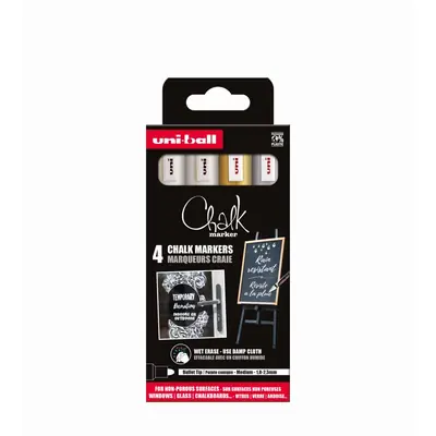 Uni pak marker pwe-5m chalk_kreda 2 bijela, srebrni, zlatni 4/1