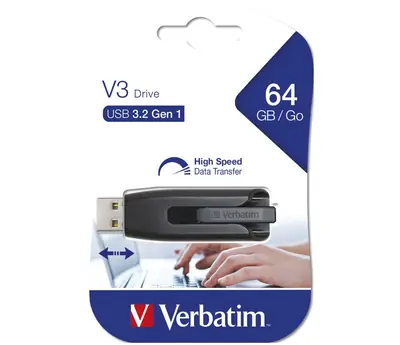 USB stick Verbatim 3.2 #49174 64GB storengo v3 black