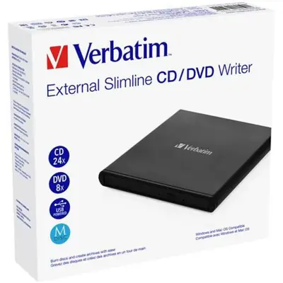 Vanjski snimač Verbatim DVD+/-RW Light, M-Disc kompatibilan, USB2.0, crni, 53504