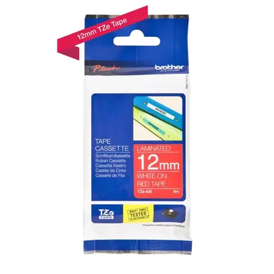 Vrpca Brother p-touch TZE435 12mm white/red