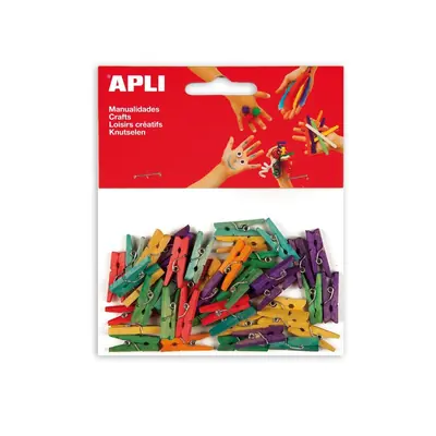 Štipaljke Apli 25x3mm mini drvene u boji 45/1 13479