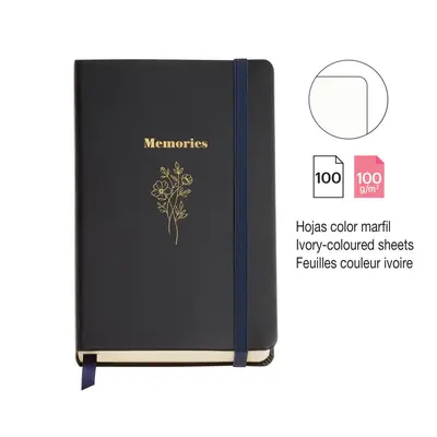 Dnevnik Miquelrius British Bouquet 90x140mm 100g čist crni s zlatnim natpisom MR8240-2