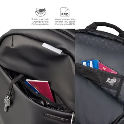 Backpack for laptop Miquelrius black M 38x46x13cm MR16980-6