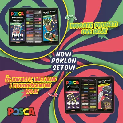 Uni set marker Posca pc-1mc/6 colors, pc-3mc/7 colors, pc-5m/7 colors groovy colors 20/1-1