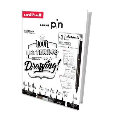 Marker Uni pin gift set Lettering s tutorijalom + tehnička olovka M5-228 0,5 mm u kutiji 8/1 302422030