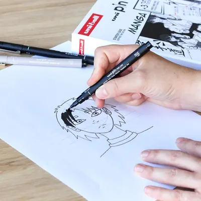Marker Uni pin gift set Manga s tutorijalom + tehnička olovka M5-228 0,5 mm u kutiji 8/1 302422029-1