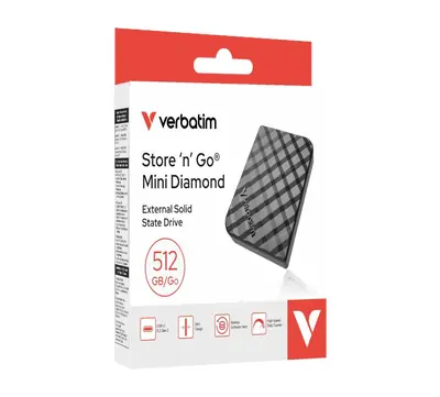 Externi SSD Verbatim #32024 Store'n'Go Mini Diamond, 512GB, USB-C 3.2 Gen2, crni-3