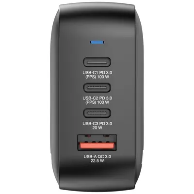 Punjač zidni Verbatim Mini GaN #32231 100W, 4 priključka; 2xUSB-C PD 100W/1xUSB-C PD 20W/1x USB-A QC 3.0 (EN/UK/US)-1
