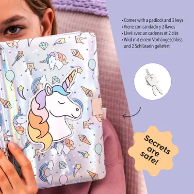 Dnevnik Miquelrius s ključem Back2Fun holographic Unicorn MR7582-4
