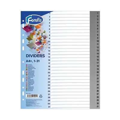 Pregrada plastična Forofis A4+ brojevi 1-31 siva PP 91291