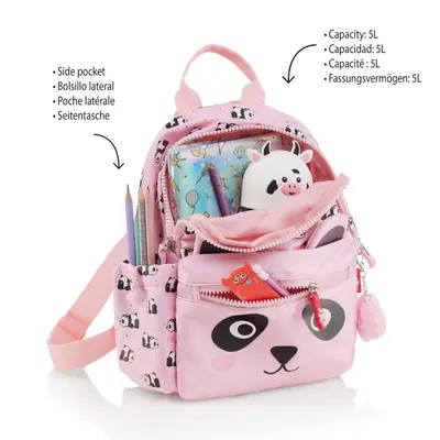 Ruksak mini Miquelrius Back2Fun 2 odjeljka panda rozi 5L MR19554-3