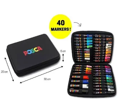Marker Uni gift set Posca Art case u gumiranoj pernici (mix pc-1m/ pc-3m/pc-5m/pc-8k) 40/1 302422304-6