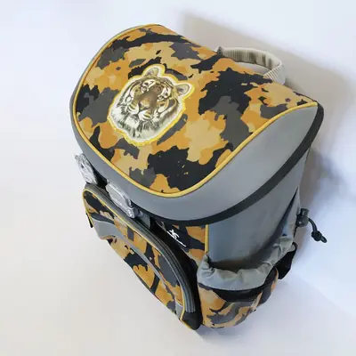 Damaged school bag Belmil mini-fit orange camouflage 405-33/AG/PC-12 AK_BEL-6