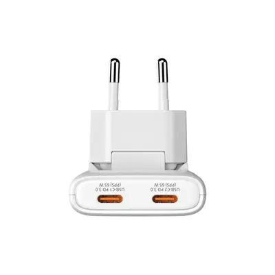 Punjač zidni Verbatim GaN #32355 Fold'n'Go 65W sa sklopivim utikačem, 2xUSB-C PD (EU), bijeli-2