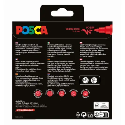 Uni pak marker Posca pc-5br brush osnovne boje 8/1 plastic free pakiranje-1