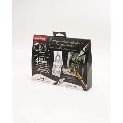 Marker Uni božićni gift set Chalk_kreda marker (elegant) pwe-5m 4 kom + 2 šablone u kutiji (set 04) 4/1 302422408-1