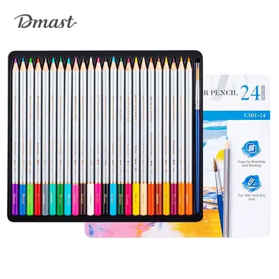 Umjetnički set Deli Dmast akvarelne olovke 3,0mm 24 kom u metalnoj kutiji EC301-24
