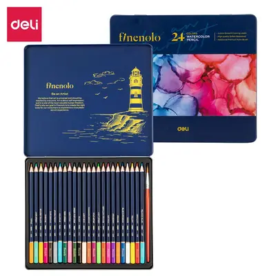Umjetnički set Deli Finenolo akvarelne olovke 24 kom u metalnoj kutiji EC129-24