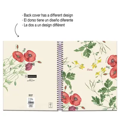 Notebook Miquelrius A5 Botanical Flora Papaver 100L 70g/m2 squared MR4423-1