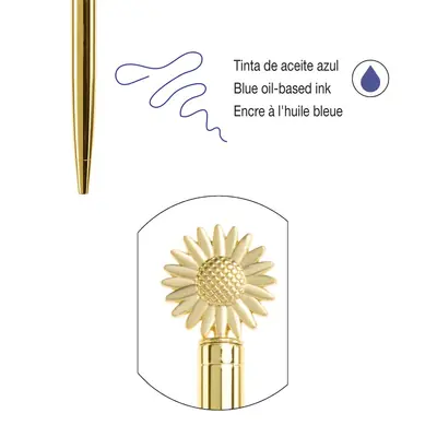 Ballpoint pen Miquelrius Golden Jazmine metal blue ink Daisy MR12049-3
