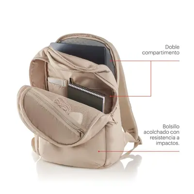 Backpack for laptop Miquelrius 2 compartments beige 16" M 35x46x12cm 21L MR19564-4