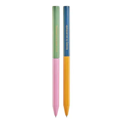 Set of ballpoint pens Miquelrius Golden Jazmine metal blue ink Pink-Green and Blue-Orange 2/1 MR12050-1