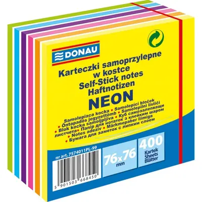 Blok samoljepljivi Donau 76x76mm 400L 6 mix neon boje 17708