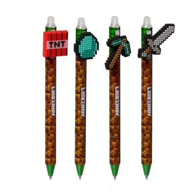 Puckator erasable ballpoint pen with Minecraft tools silicone topper, assorted 36/1 PEN275-1