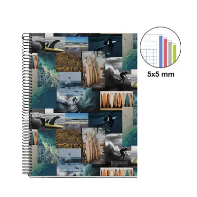 Kolegij blok Miquelrius A4 70g 120L spiralni kocke Lifestyle Surfin’ MR4346-1