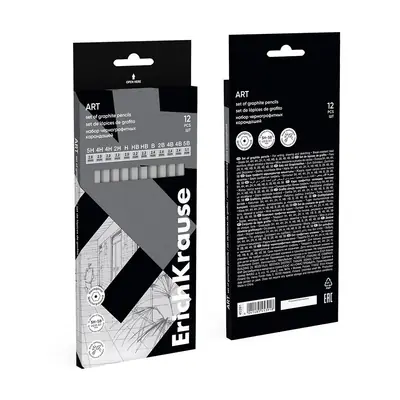 Graphite pencil ErichKrause Art hexagonal  5H 4H 3H 2H H HB  HB B 2B 3B 4B 5B 12/1 45391-3