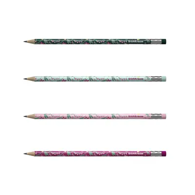Graphite pencil ErichKrause Floral Soul HB with eraser round assorted 62775-1