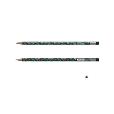 Graphite pencil ErichKrause Floral Soul HB with eraser round assorted 62775-2