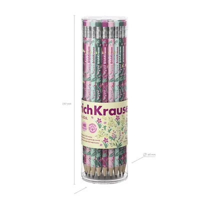 Graphite pencil ErichKrause Floral Soul HB with eraser round assorted 62775-5