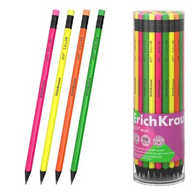 Olovka grafitna ErichKrause Joy HB sa gumicom neon okrugla sortirano 42/1