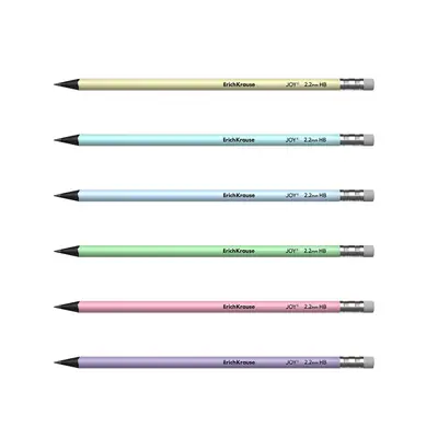 Graphite pencil ErichKrause Pastel HB with eraser pastel assorted 55272-1
